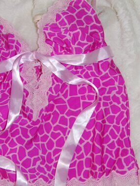 NWOT Jezebel Women Size S Babydoll Intimates, Hot Pink Leopard Print